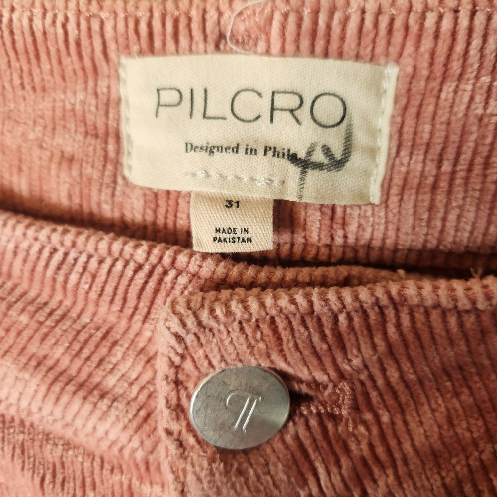 Pilcro Anthropologie Corduroy Pants 31 Pink The Yaya Mid Rise Crop Flare - Picture 4 of 10